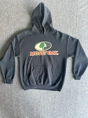 Mossy Oak Sweater Mens Medium  Black Logo Hunting Graphic Print Pullover Hoodie • $18.90