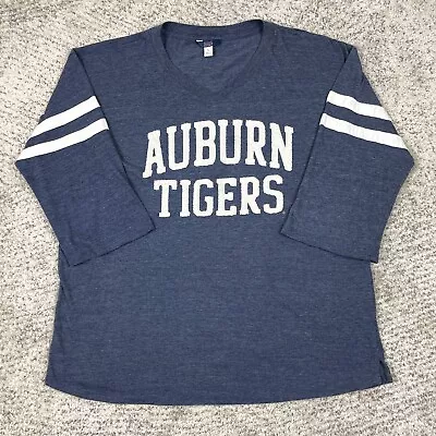 Auburn Tigers Shirt Mens Large Rugby Tee V-Neck Patch Embroidered Logo Spellout • $17.42