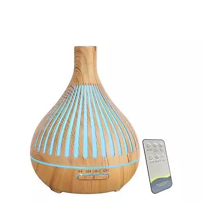 Essential Oil Aroma Diffuser And Remote - 400ml Narrow Top Wood Mist Humidifier • $53.99