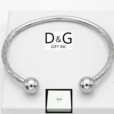 DG Men's 8 Stainless Steel Solid Round Cuff Bracelet Classics High PolishBox • $15.99