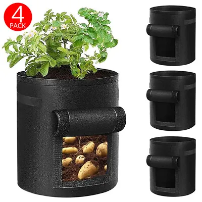 4X Plant Grow Bags Potato Fruit Vegetable Garden Planter Growing Bag 10 Gallon • £12.34