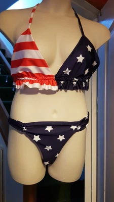 £12.99 • Buy Boohoo BNWT  Stars & Stripes Triangle Plus Size Bikini Size 18