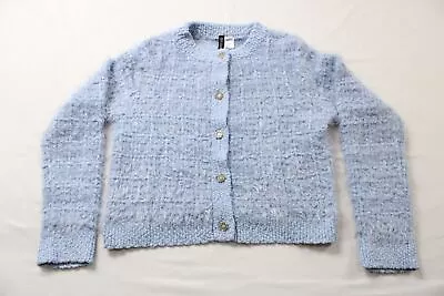 Divided By H&M Women's Button Up Fluffy Knit Cardigan SG1 Light Blue Small NWT • $19.99