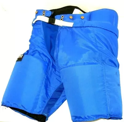 VINTAGE HEATON BLUE PADDED ICE HOCKEY PANTS (NO LACES) SIZE: 22 -24  (56-61cm) • $26.95