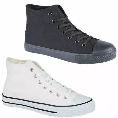 Mens Lace Up Casual Retro Hi Top Boots Deck Sneakers Trainers Pumps Shoes Size • £13.95