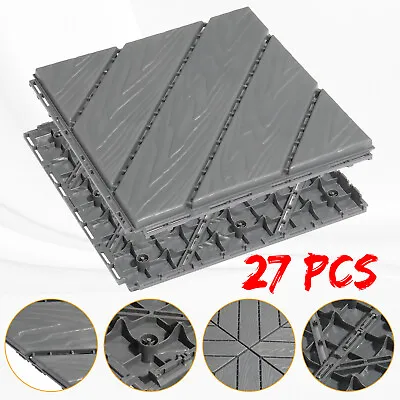 27PC Interlocking Plastic Garden Tiles Nonslip Path Floor Lawn Paving Patio Deck • £45.99