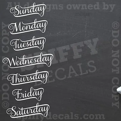 $14.08 • Buy CHALKBOARD CALENDER DAYS OF THE WEEK Vinyl Wall Decal Decor Stickers Quote