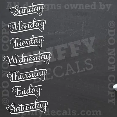 CHALKBOARD CALENDER DAYS OF THE WEEK Vinyl Wall Decal Decor Stickers Quote • $13.60