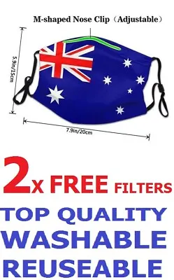 Quality Face Mask Washable Australia Oz Ozzie Protect Reuseable Dust Flu Germs  • $20.76