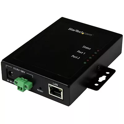 StarTech 2-Port Serial-to-IP Ethernet Device Server RS232 Metal /mo NETRS2322P • £47.45