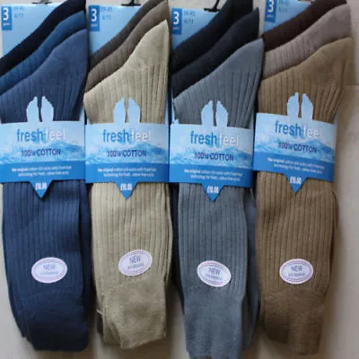 £5.99 • Buy 3-12 Pairs 100% COTTON Mens Socks Size 11-14 BIG FOOT BIG FOOT  SEAM FREE TOE