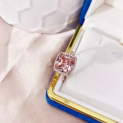 Wedding Ring 18k White Gold Band Natural Diamond 0.40 Carat Peach Pink Morganite • $1433.85