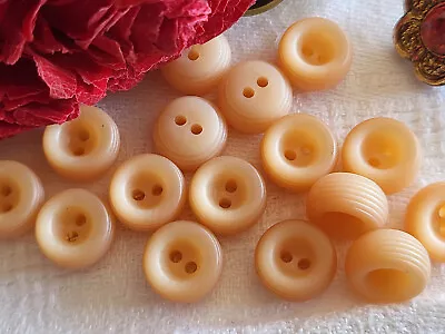 Lot 15 Mini Buttons Vintage Fishing Orange Light Holes Thick 0 3/8in Ref 654 • $3.60