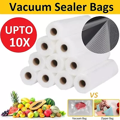 10 Pack Food Vacuum Sealer Rolls Vac Seal Bags For Vacuum Packer Sealing Machine • $78.49