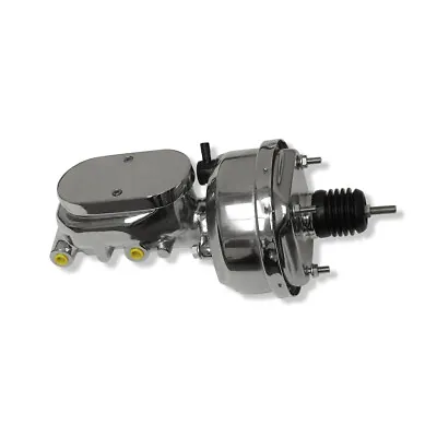 Chrome 7  Single Power Brake Booster& Smooth Top Master Cylinder 1  Bore 4 Ports • $129.68