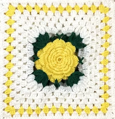 Vintage Handmade Blanket 3D Granny Crochet Roses 80x70” • $65