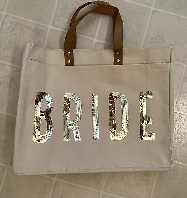 Mud Pie Gold Sequin Large Bride Tote Beach Bag • $12