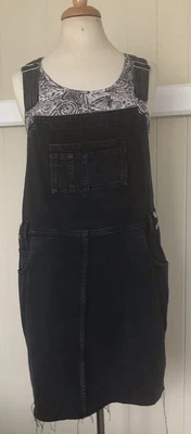 $20 • Buy Black Denim Dress Overalls & Crop Top Size 16