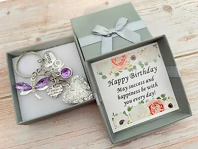 BIRTHDAY GIFT HEART LOCKET KEYRING 12th 13th 16th 18th 30th 40th 50th 60th 70th • £6.99