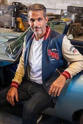 Mens Leather Varsity Letterman Bomber Steve McQueen Style Full Leather Jacket • $79.99