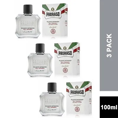 3 PACK - Proraso Aftershave Balm White Sensitive Skin 100ml - Anti-irritation • £14.99