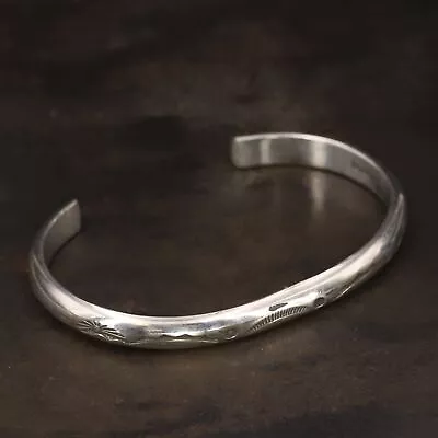 VTG Sterling Silver - NAVAJO 6mm Southwestern Stamped 6.5  Cuff Bracelet - 19.5g • $4.29