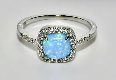 £14.95 • Buy Sterling Silver Blue Opal Cluster Ring Sizes J To U - Real 925 Silver