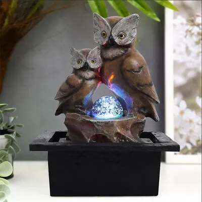 £19.95 • Buy Indoor Outdoor Polyresin Garden Owl Fountain With LED Lights Home Office Decor