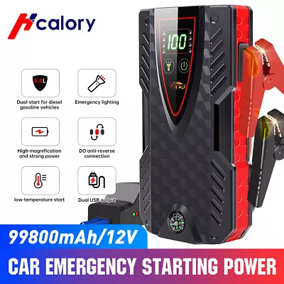 $58.49 • Buy 12V 99800mAh Portable Car Jump Starter Power Bank Pack Battery Charger Booster