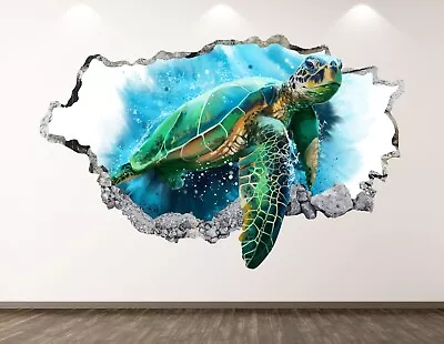 Turtle Wall Decal Decor 3D Smashed Sea Animal Sticker Poster Kids Room BL2454 • $69.95