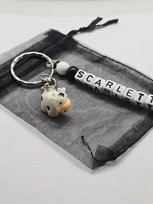  Personalised Cute Resin Cow Keyring Cow Gifts Cow Bag Name Tag Farm Gifts  • £4.69