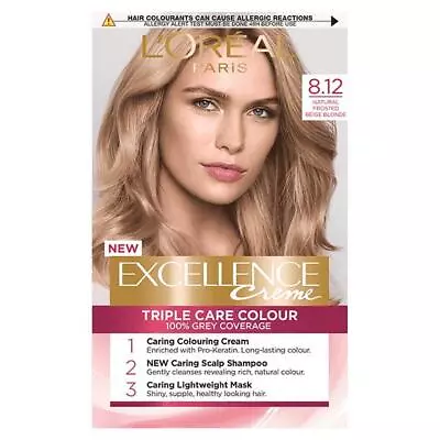 L'Oreal Excellence Creme  Colour 8.12 Natural Frosted Beige Blonde (3 PACKS) • £33.55