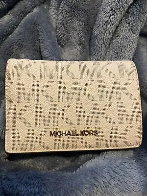 MICHAEL KORS Jet Set Charm White Brownish Inside Envelope Tri-Fold Wallet • $20