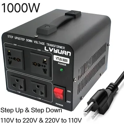 1000W Voltage Transformer Converter Step Up & Down 110V To 220V & 220V To 110V • $59.99