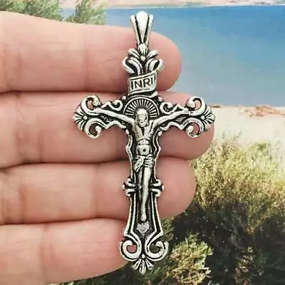 CHRISTIAN CROSS RELIGIOUS JESUS CHRIST Pendant Necklace 925 Sterling Silver 24   • $13.89