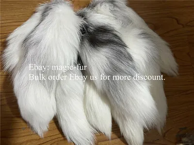 16 -18  Real Natural Marble Fox Tail Keychain Cross Fox Fur Tail Bag Charm • $10