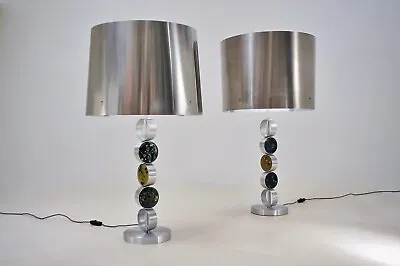 RAAK Table Lamps Brutalist Complementary Pair Steel & Glass 1972 Dutch Rewired • $1715.82
