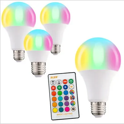 LED B22 E27 Light Bulb Controlled Changing Remote Screw Lamp Light RGB 16 Colour • $11.99