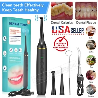 $18.35 • Buy Electric Ultrasonic Tooth Cleaner Oral Teeth Stain Dental Cleaning Remover Kit