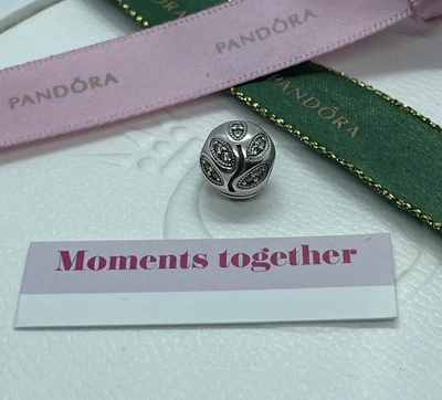 $31 • Buy Pandora Sparkling Leaves Clear CZ Silver Clip Charm 791416 Authentic Ale