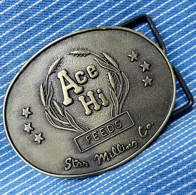 Ace Hi Feeds Promo Belt Buckle Agri Star Milling Co Vintage RJ Buckles   .BMW589 • $24.95