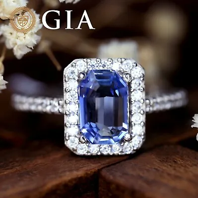 $2840 • Buy GIA Certified Natural Cornflower Blue Sapphire Diamond 18K White Gold Ring 