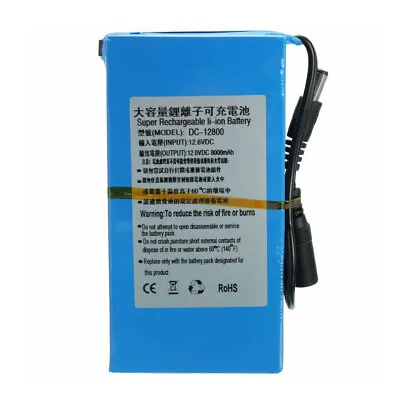 Rechargeable 8000mAh DC 12V DC12800 Li-ion Battery Portable Pack For Camera CCTV • $48.99
