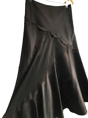 Per Una Full Length Brown Skirt 14 Flared Hem 37  Long Maxi Mesh Trims  • £16