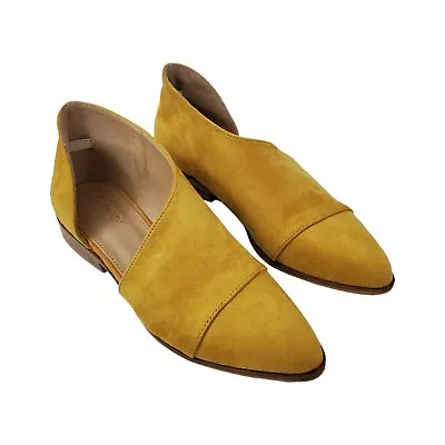 Catherine Malandrino D'Orsay Flats 7 Zwan Vegan Suede Mustard Yellow Pointed Toe • $29.99