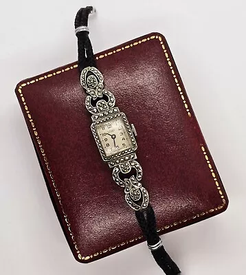 ANTIQUE VINTAGE WATCH 1930s ART DECO LADIES VIDAR MARCASITE COSTUME JEWELLERY  • $6.15