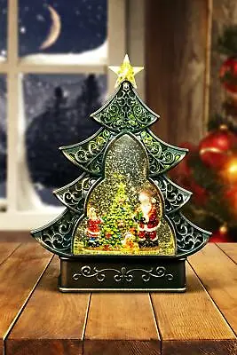 Christmas Water Filled Snow Globe LED Light Up Lantern Nativity Xmas Home Decor • £30.80