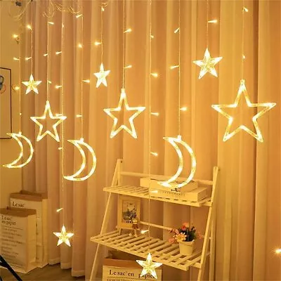 Star Moon Fairy LED Garland Curtain String Light For Party Ramadan Mubarak Deco • $20.99