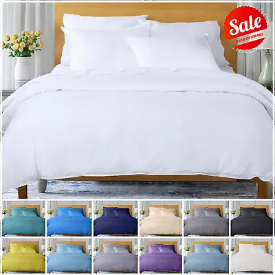 400 Thread Count 100% Cotton Duvet Quilt Cover Set With Matching Pillow Cases Uk • £6.49