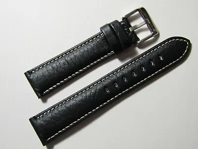 18mm Hadley-Roma MS906 Mens Black Leather Watch Band Strap  • $19.95